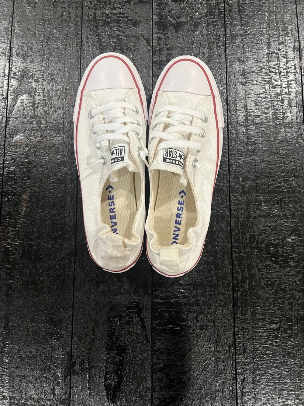 Converse Kids Low Top Canvas Sneakers in White with Pink Trim